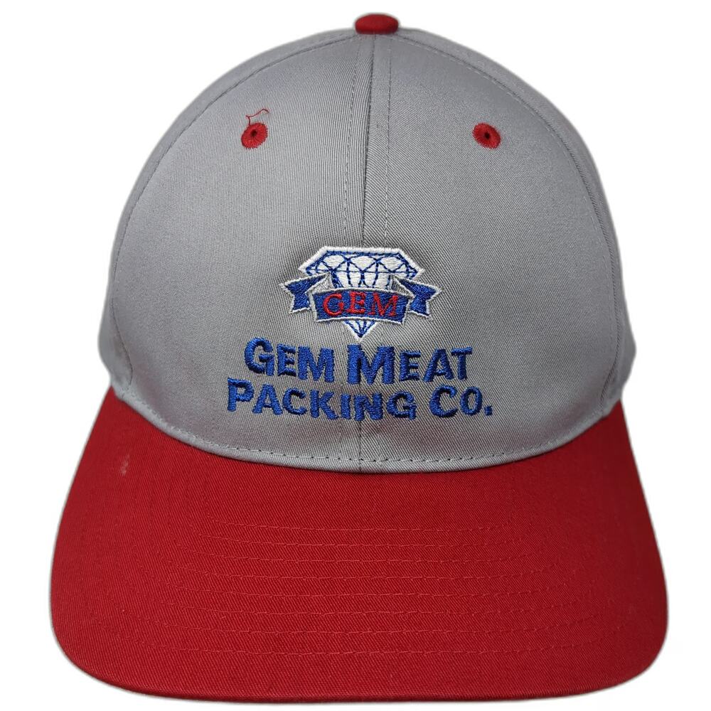 Richardson Snapback Gray Red L Gem Meat Packing Co Cotton Poly Two Tone Hat